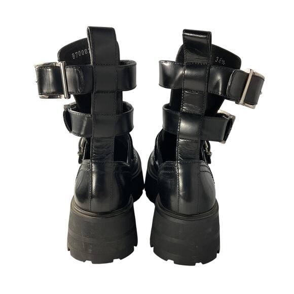 Black Leather platform shoes `Sofa` Alexander McQueen  Alexander Mcqueen Chunky Black Buckle Strap Boots Size 36.5 EU / US 6.5